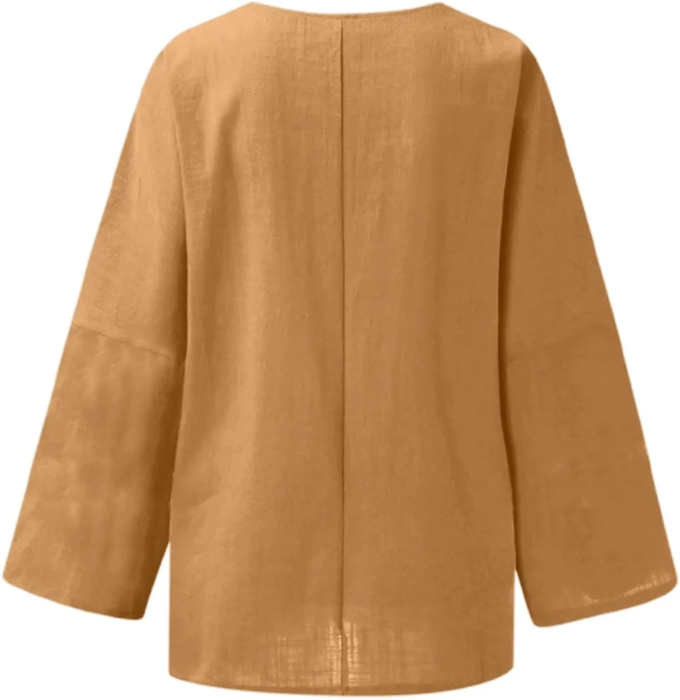 Women's Short Sleeve Linen Shirt Casual Crew Neck Oversized T-Shirt Button Loose Fit Summer Tee Shirt