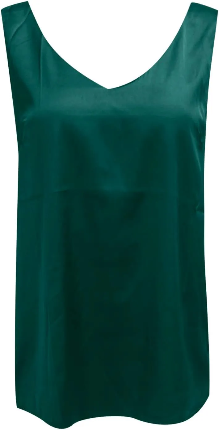 Womens Silk Satin Tank Tops V Neck Casual Cami Sleeveless Camisole Blouses Summer Basic Tank Shirt