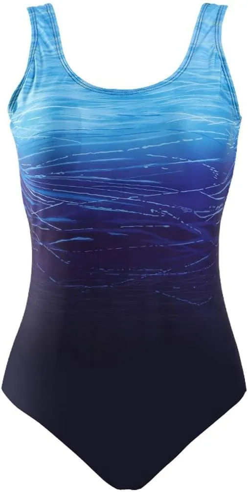 Women's Smooth Seamless Swimsuits Tummy Control Slimming Bathing Suits High Waisted Backless Sleeveless Swimwear 2025 Blue