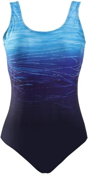 Women's Smooth Seamless Swimsuits Tummy Control Slimming Bathing Suits High Waisted Backless Sleeveless Swimwear 2025 Blue