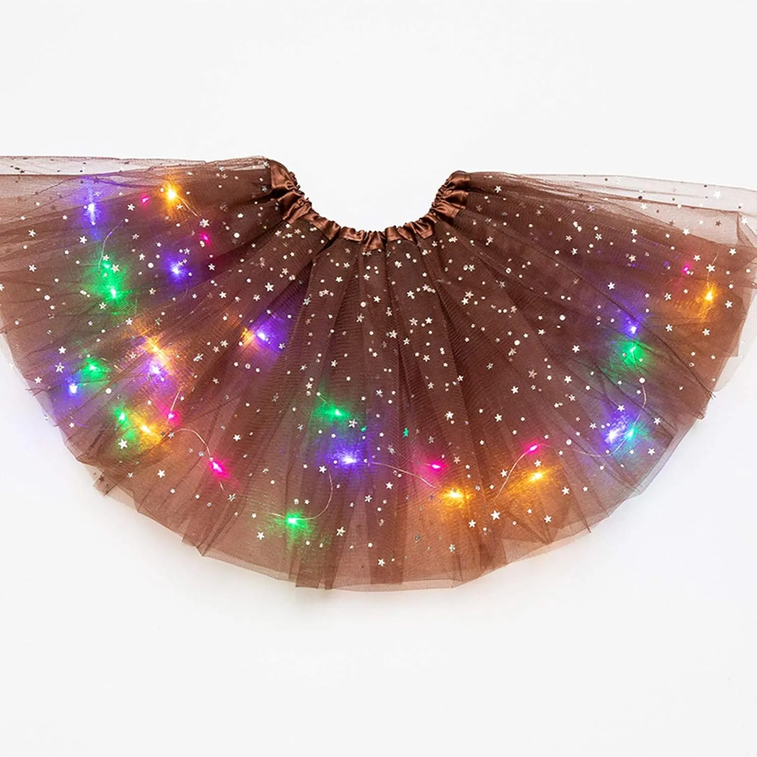 Women's Sparkly Tutu Skirts Light Up Layered Ballet Dance Tulle Skirt Prom Mini Skirt Club Party Costume