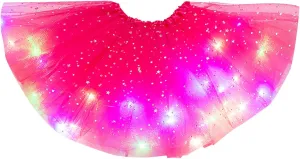 Women's Sparkly Tutu Skirts Light Up Layered Ballet Dance Tulle Skirt Prom Mini Skirt Club Party Costume