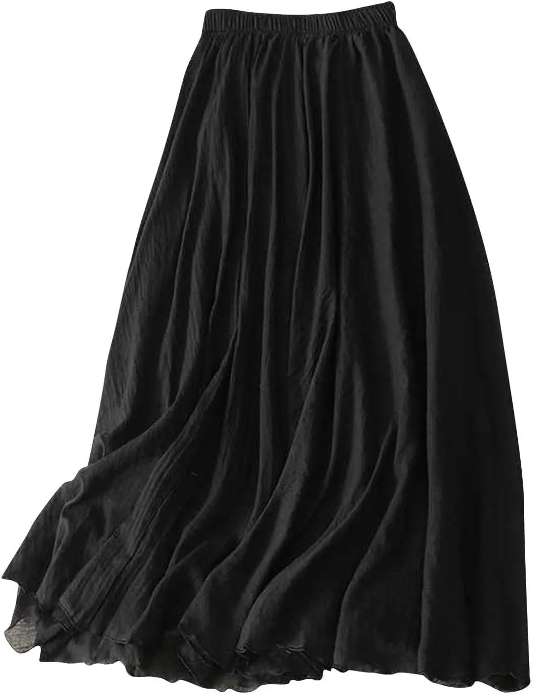 Women's Summer Bohemian Elastic Waist Long Flowy Cotton Linen Skirt Renaissance Casual Lightweight Maxi Skirt 2025