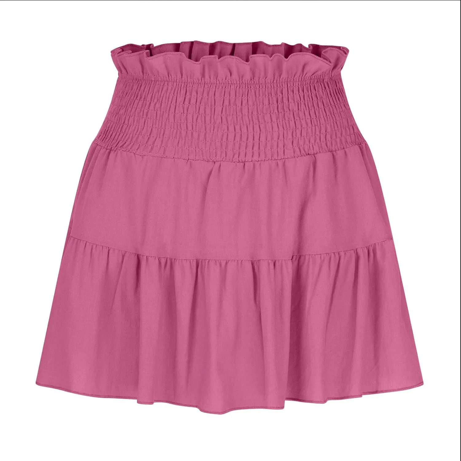 Womens Summer Skirts High Waisted Ruffle Mini Skirt Flowy A Line Skirt Pleated Elastic Waist Skirts Vacation Clothes