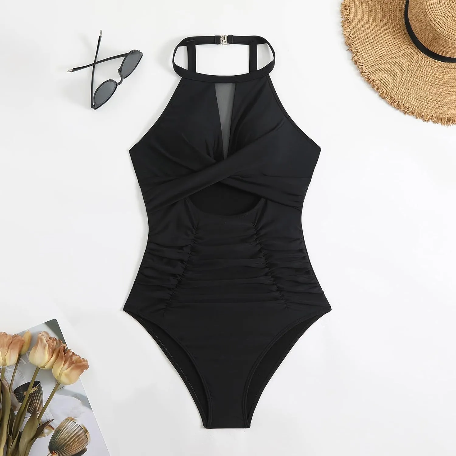 Women's Swimsuits Cutout High Waisted Bathing Suit 1 Piece Swimsuit Swim Shorts