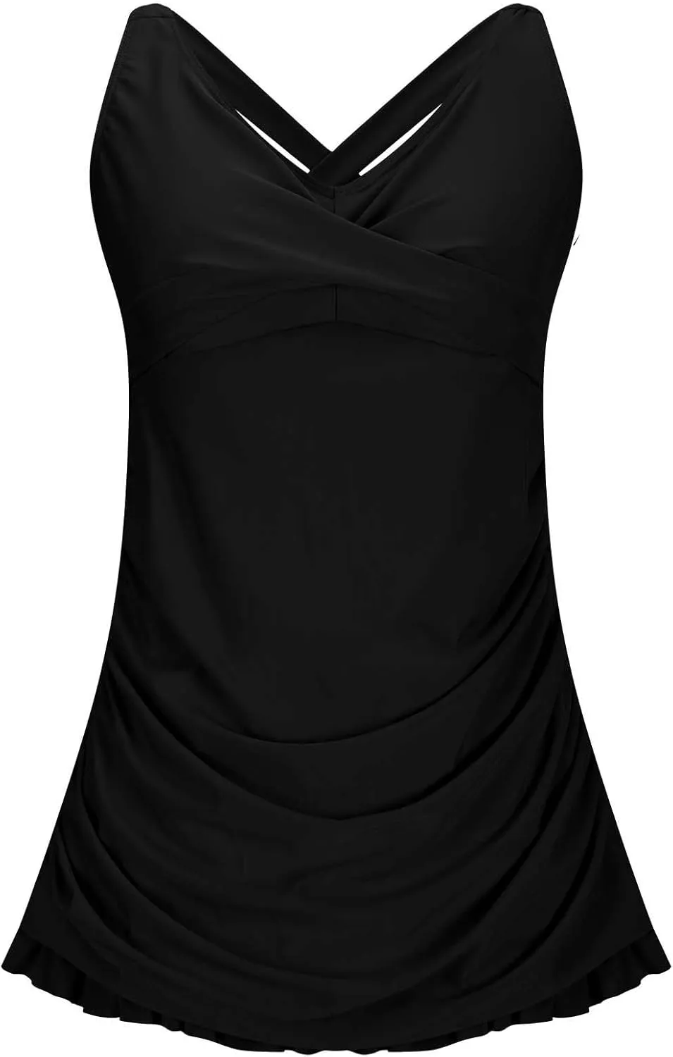 Women's Swimsuits One Piece Tummy Control Criss Cross V Neck Swim Dress Push Up Monokini Slimming Athletic Swimwear