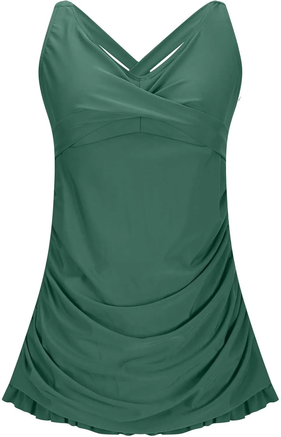 Women's Swimsuits One Piece Tummy Control Criss Cross V Neck Swim Dress Push Up Monokini Slimming Athletic Swimwear