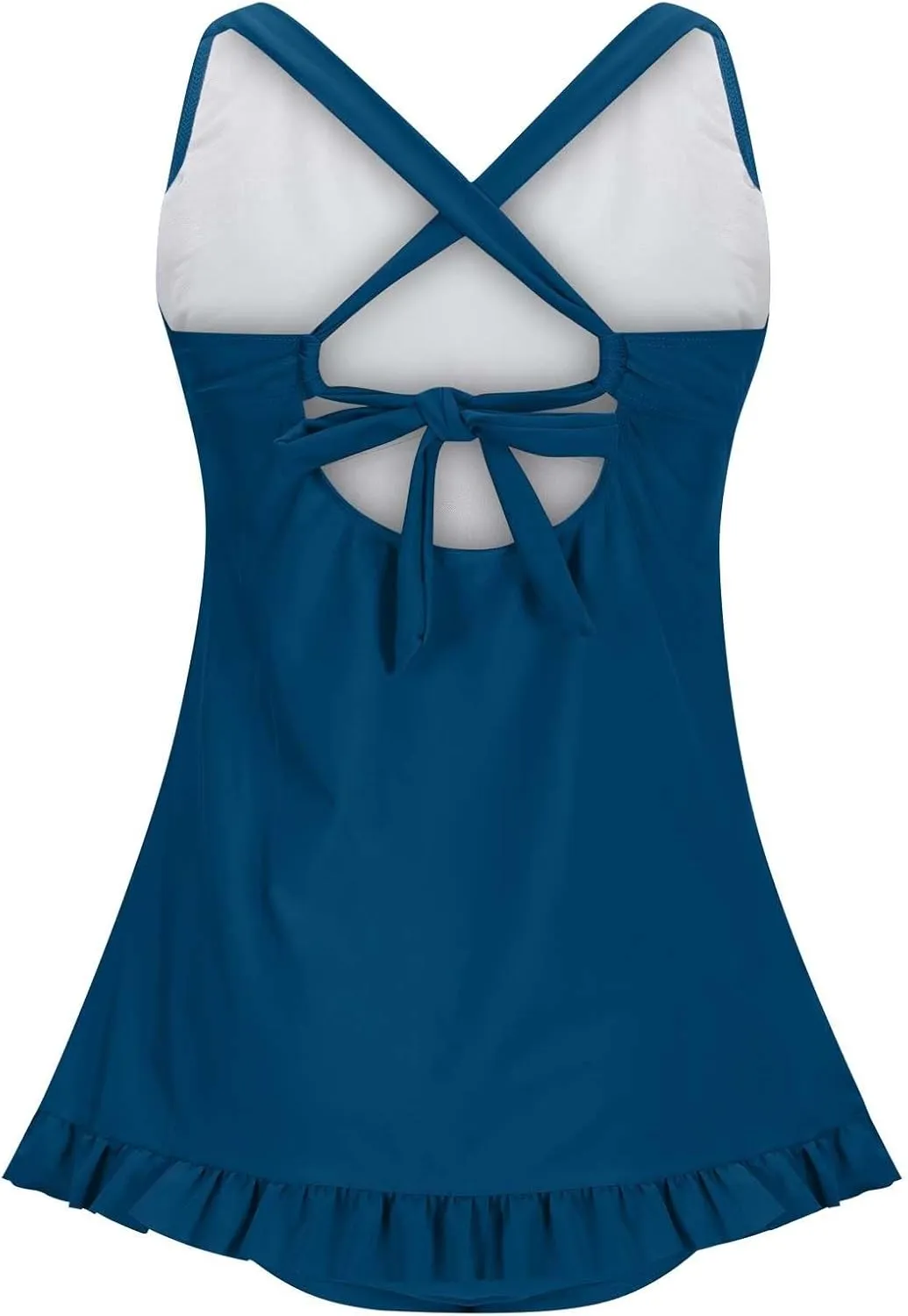 Women's Swimsuits One Piece Tummy Control Criss Cross V Neck Swim Dress Push Up Monokini Slimming Athletic Swimwear