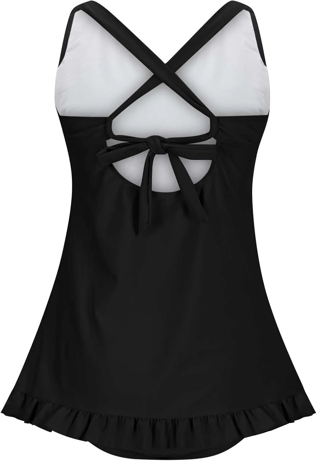Women's Swimsuits One Piece Tummy Control Criss Cross V Neck Swim Dress Push Up Monokini Slimming Athletic Swimwear