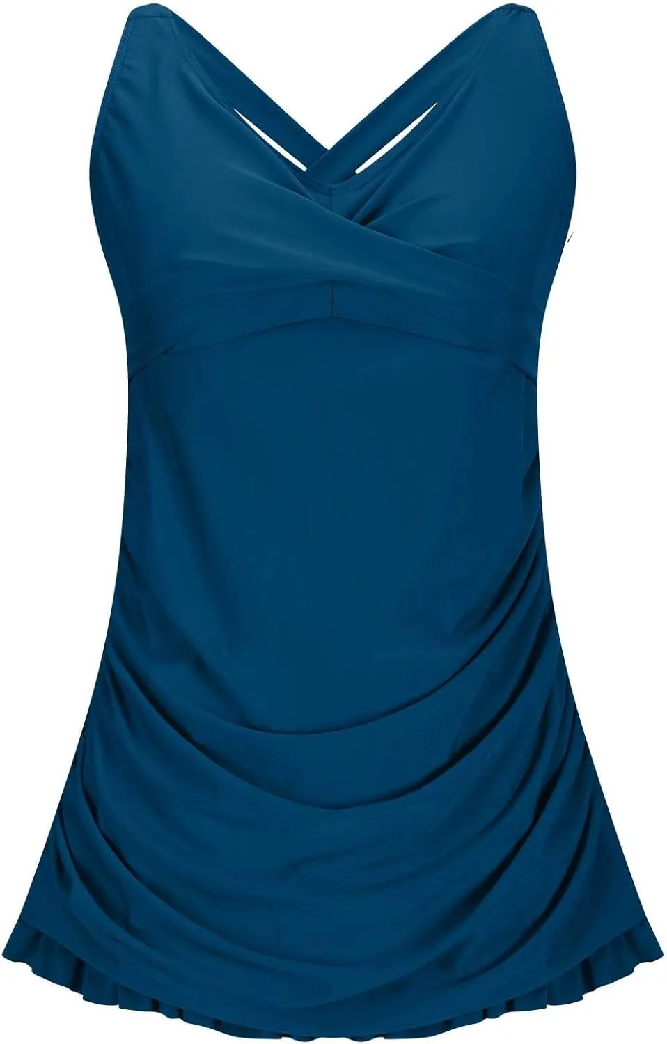 Women's Swimsuits One Piece Tummy Control Criss Cross V Neck Swim Dress Push Up Monokini Slimming Athletic Swimwear