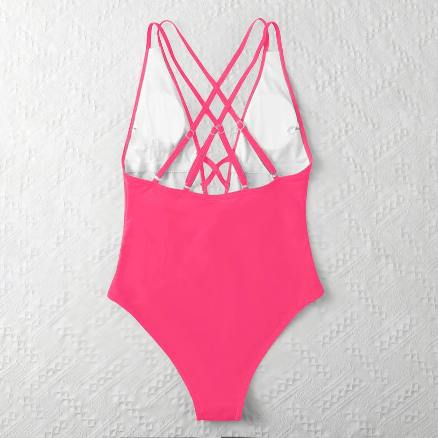 Womens Swimsuits Tummy Control Sexy One Piece Lace Up Straps Bathing Suit Scrunch Butt High Cut Monokini Swimwear