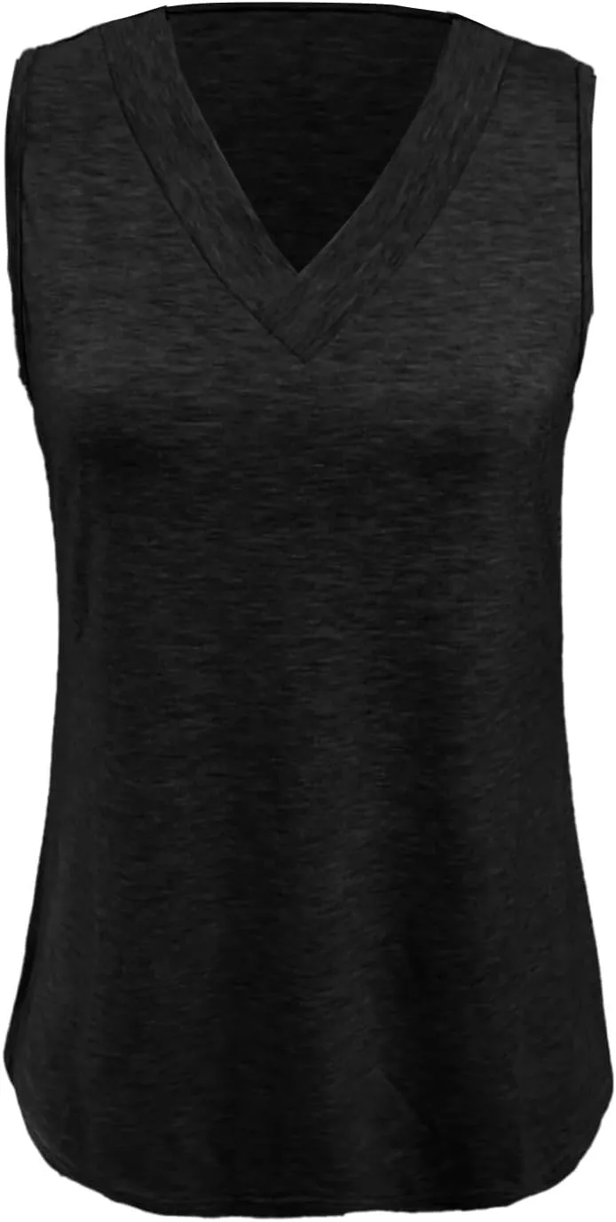 Womens Tank Top 2025 Sleeveless Summer Vacation Beach Tees Shirts Loose Flowy Basic T-Shirt