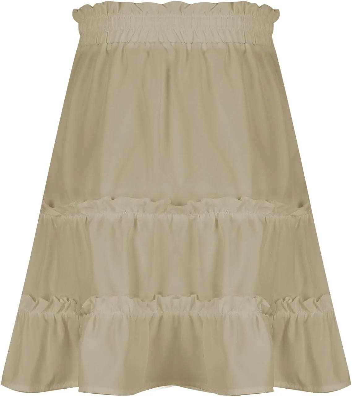 Women's Tiered Mini Skirts Elastic Ruffle Hem Beach Skirt Drawstring Stretch Flowy Pleated Boho Skirts