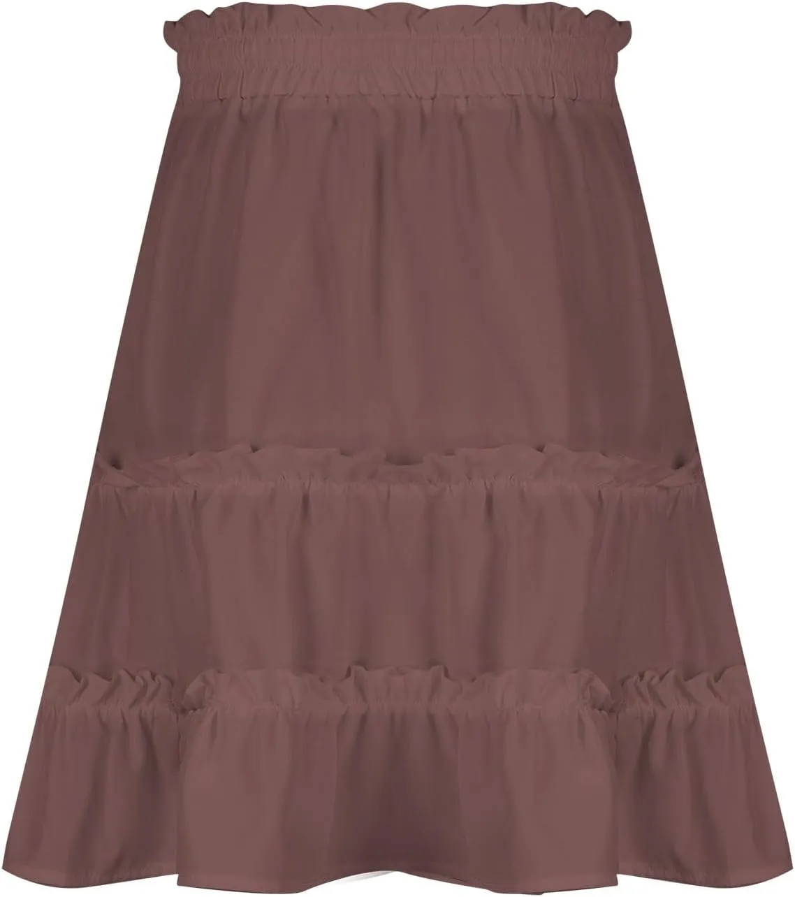 Women's Tiered Mini Skirts Elastic Ruffle Hem Beach Skirt Drawstring Stretch Flowy Pleated Boho Skirts