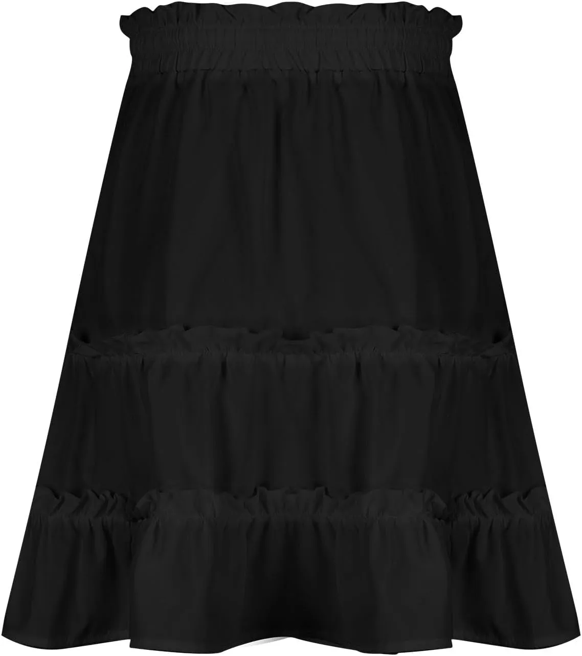 Women's Tiered Mini Skirts Elastic Ruffle Hem Beach Skirt Drawstring Stretch Flowy Pleated Boho Skirts