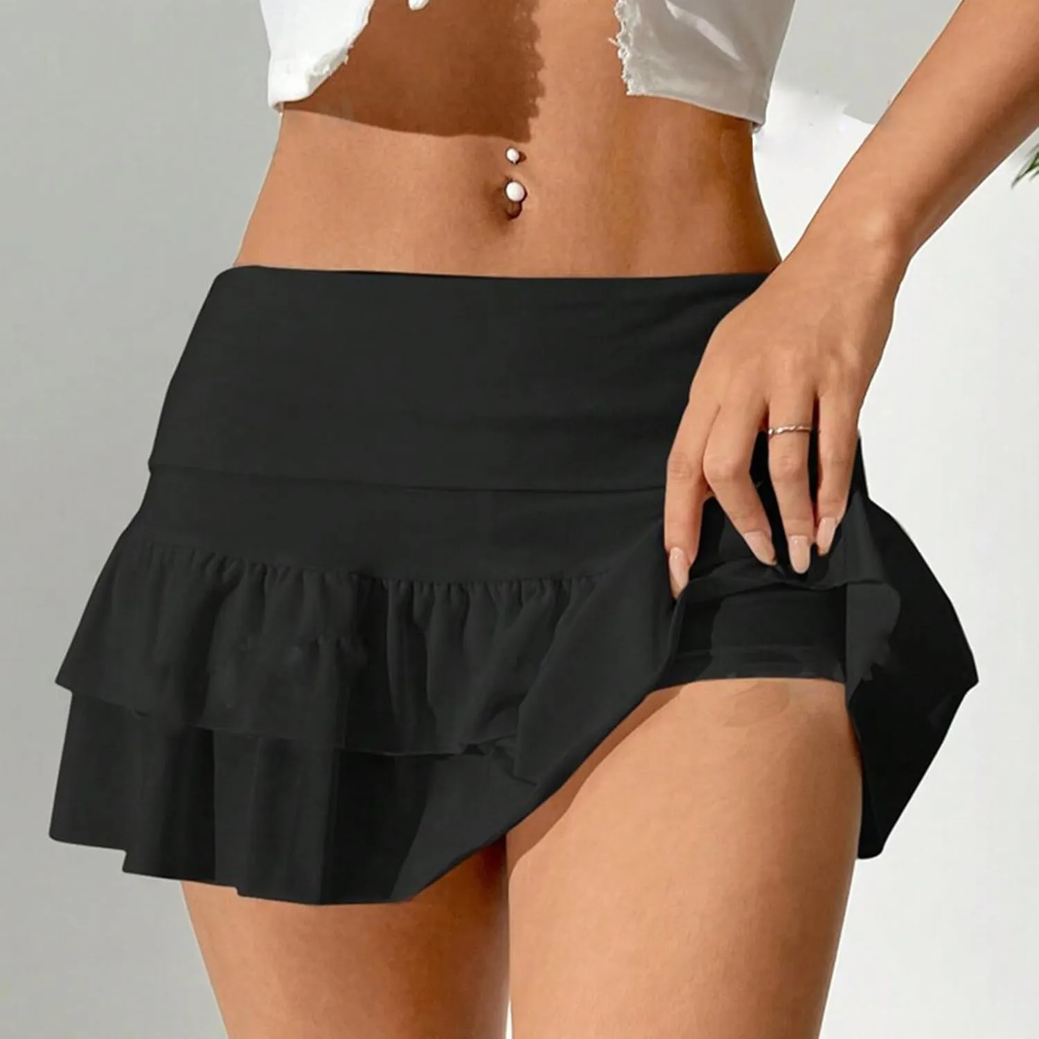 Y2k Sexy Micro Mini Skirt for Women Low Rise Pleated Ruffle Lingerie Short Skirts Tight Skirt Goth Rave Novelty Skirts