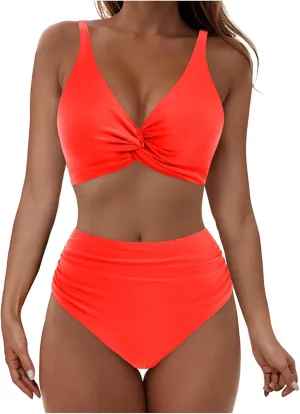 yardsong Bikini Sets for Women Two Piece Sexy Bathing Suits Twist Knot Push Up Bikini Top High Waisted Bottoms Swimsuits