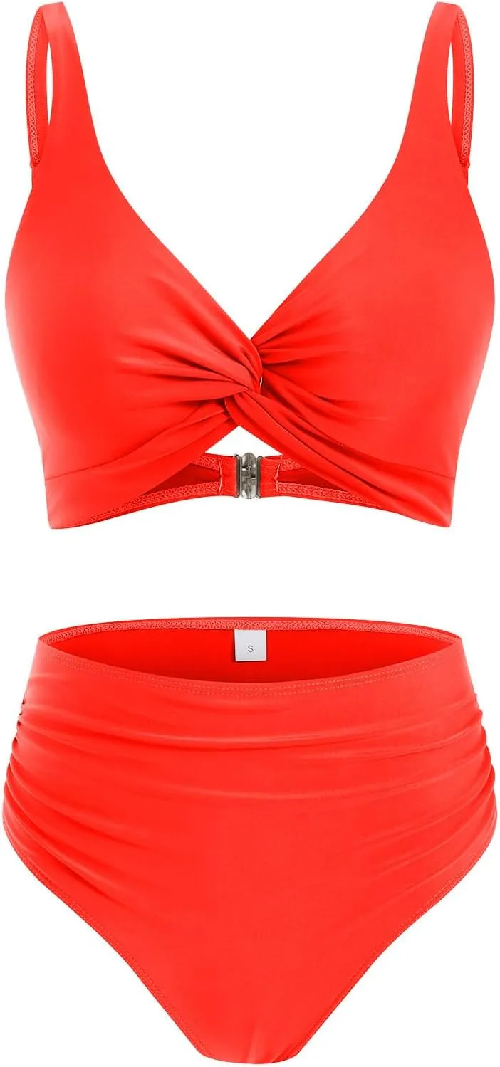 yardsong Bikini Sets for Women Two Piece Sexy Bathing Suits Twist Knot Push Up Bikini Top High Waisted Bottoms Swimsuits