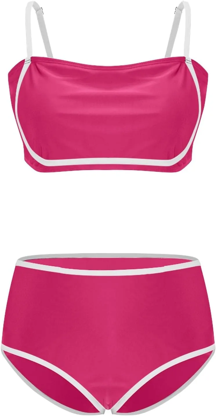 yardsong High Waisted Bikini Sets for Women Two Piece Swimsuit Adjustable Spaghetti Straps High Waist Bathing Suits