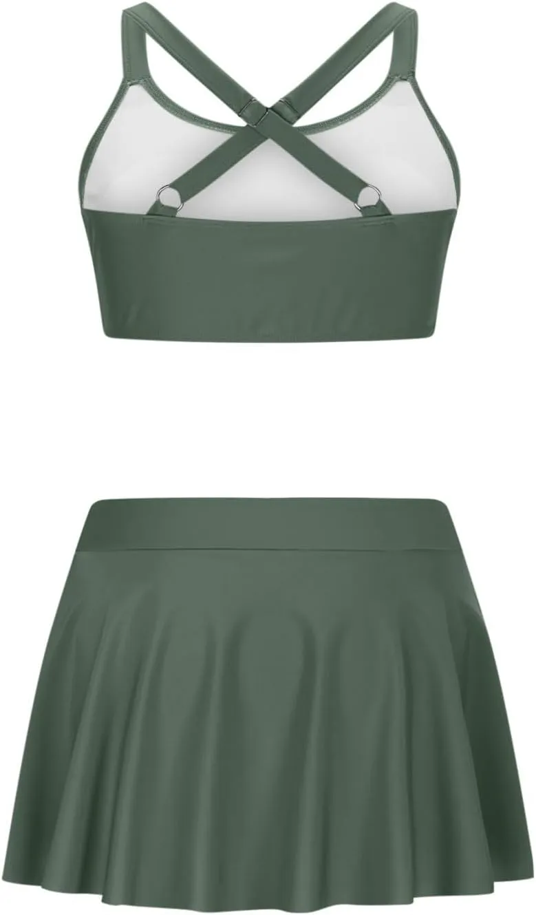 yardsong Two Piece Swimsuit for Women Push Up Bikini Tops with Swim Skirts Bathing Suits 2025 Trendy Vacation Swimwear