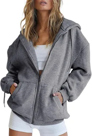 ZYXTIM Women's 2024 Spring Fashion Sweatshirts Zip Up Cropped Hoodies Cotton Warm Loose Casual Outdoor Gym Sport Jackets